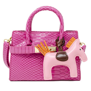 Zomi Gems Crocodile Pony Handbag in Hot Pink