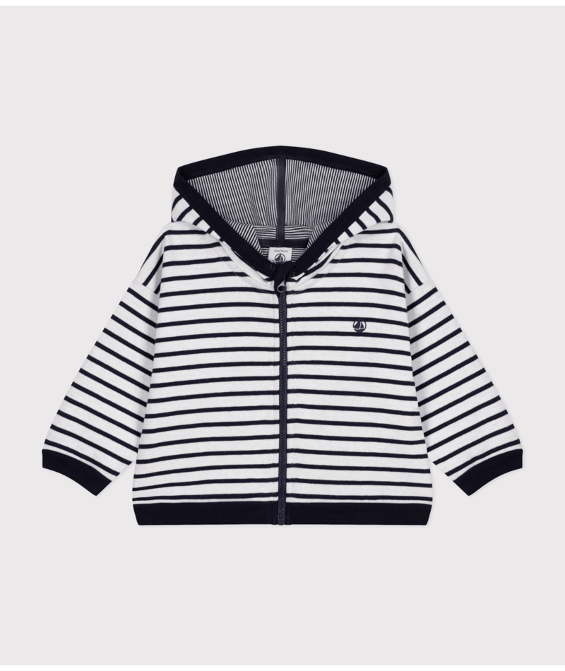 Petit Bateau Zip Hoodie in Navy Stripe