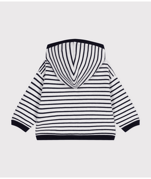 Petit Bateau Zip Hoodie in Navy Stripe