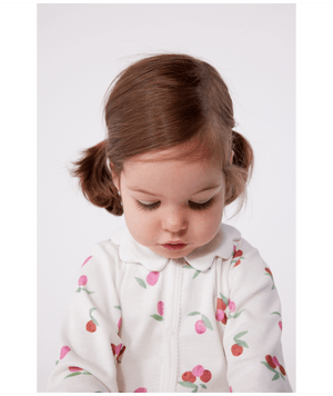 Petit Bateau Snap Front Footie with Collar in Cherries