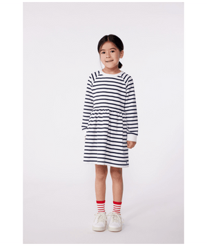 Petit Bateau Signature Sweatshirt Dress in Navy Stripe