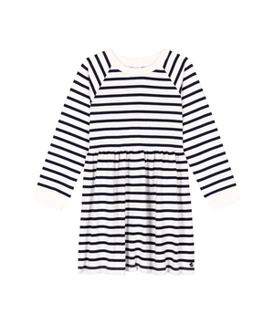 Petit Bateau Signature Sweatshirt Dress in Navy Stripe