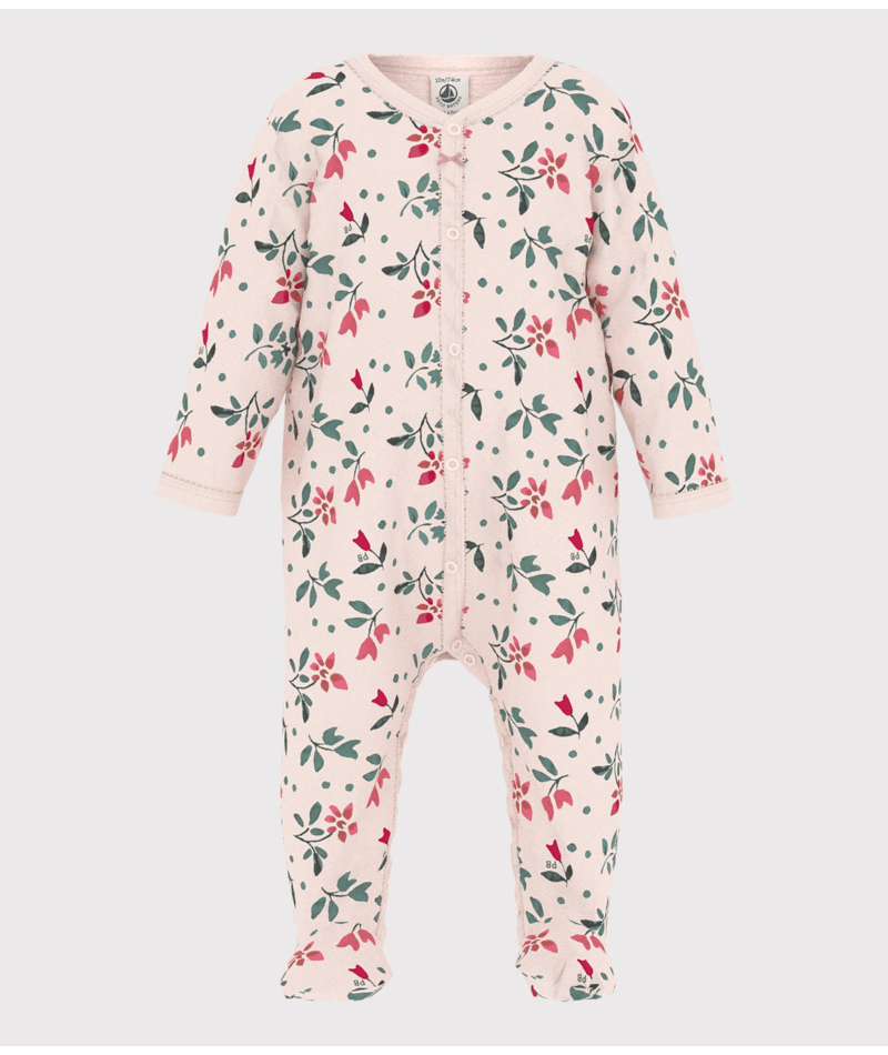 Petit Bateau Snap Footie in Pink Floral