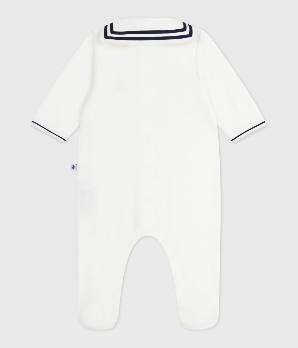 Petit Bateau Velour Snap Front Footie with Sailor Collar