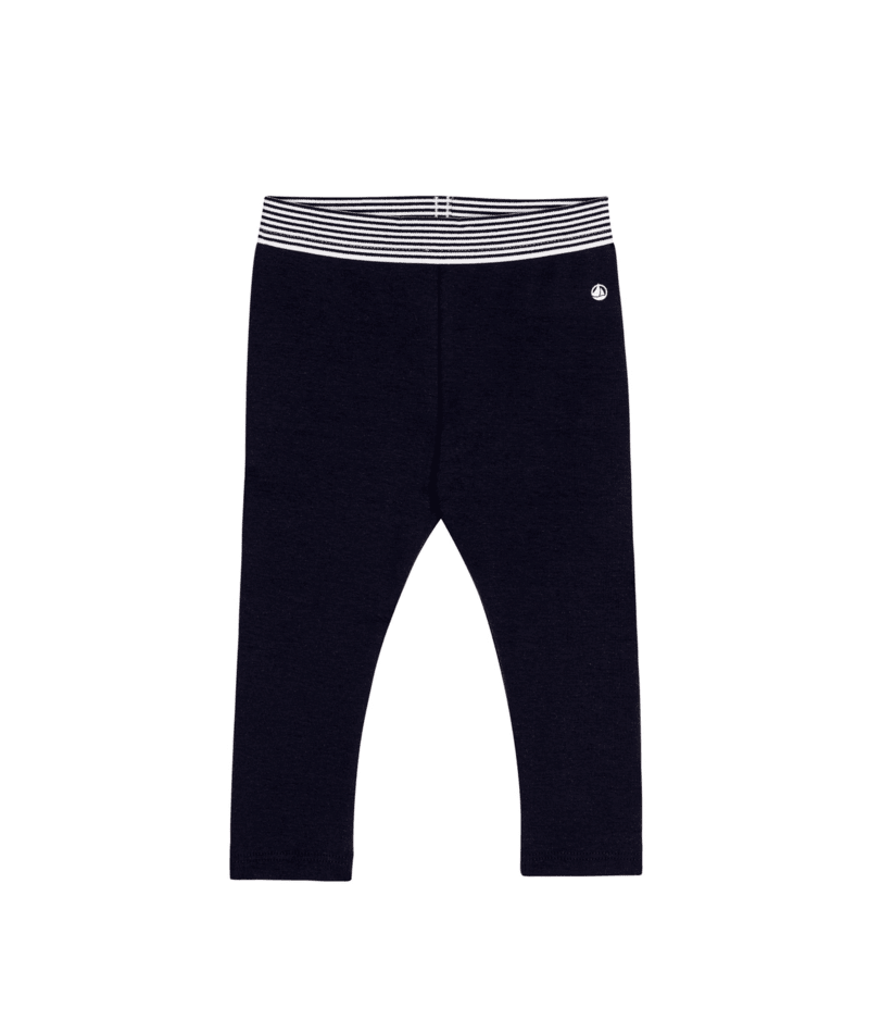 Petit Bateau Navy Baby Legging with Stripe Trim