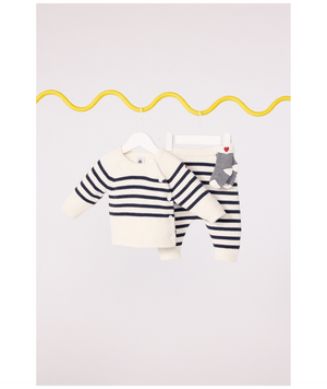 Petit Bateau Knit Set in Navy/White Stripe