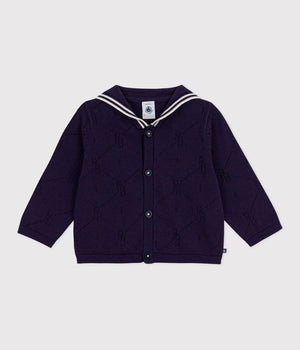Petit Bateau Sailor Collar Cardigan in Navy