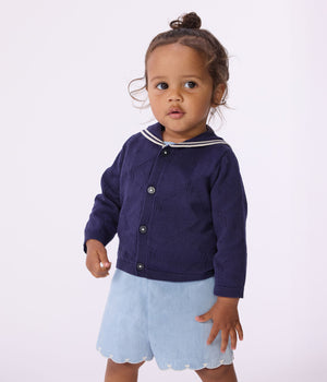 Petit Bateau Sailor Collar Cardigan in Navy