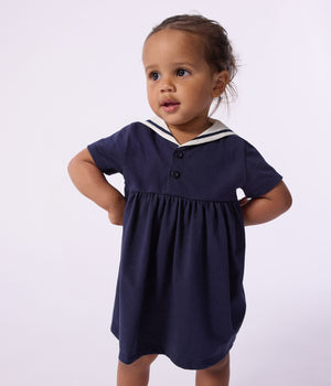 Petit Bateau Sailor Collar Dress in Navy