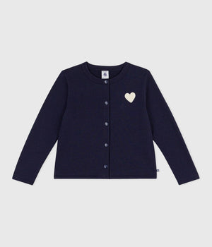 Petit Bateau Heart Badge Cardigan in Navy