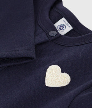 Petit Bateau Heart Badge Cardigan in Navy