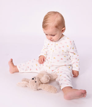 Petit Bateau Velour Romper in Multi Hearts