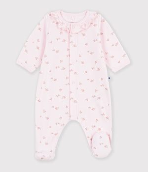 Petit Bateau Snap Footie with Collar in Pink Floral