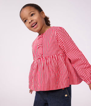 Petit Bateau Blouse in Red & Pink Stripe