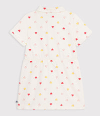 Petit Bateau Short Sleeve Collar Dress in Multi Hearts