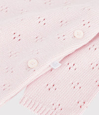 Petit Bateau Pointelle Sweater Romper with Floral Collar in Pink