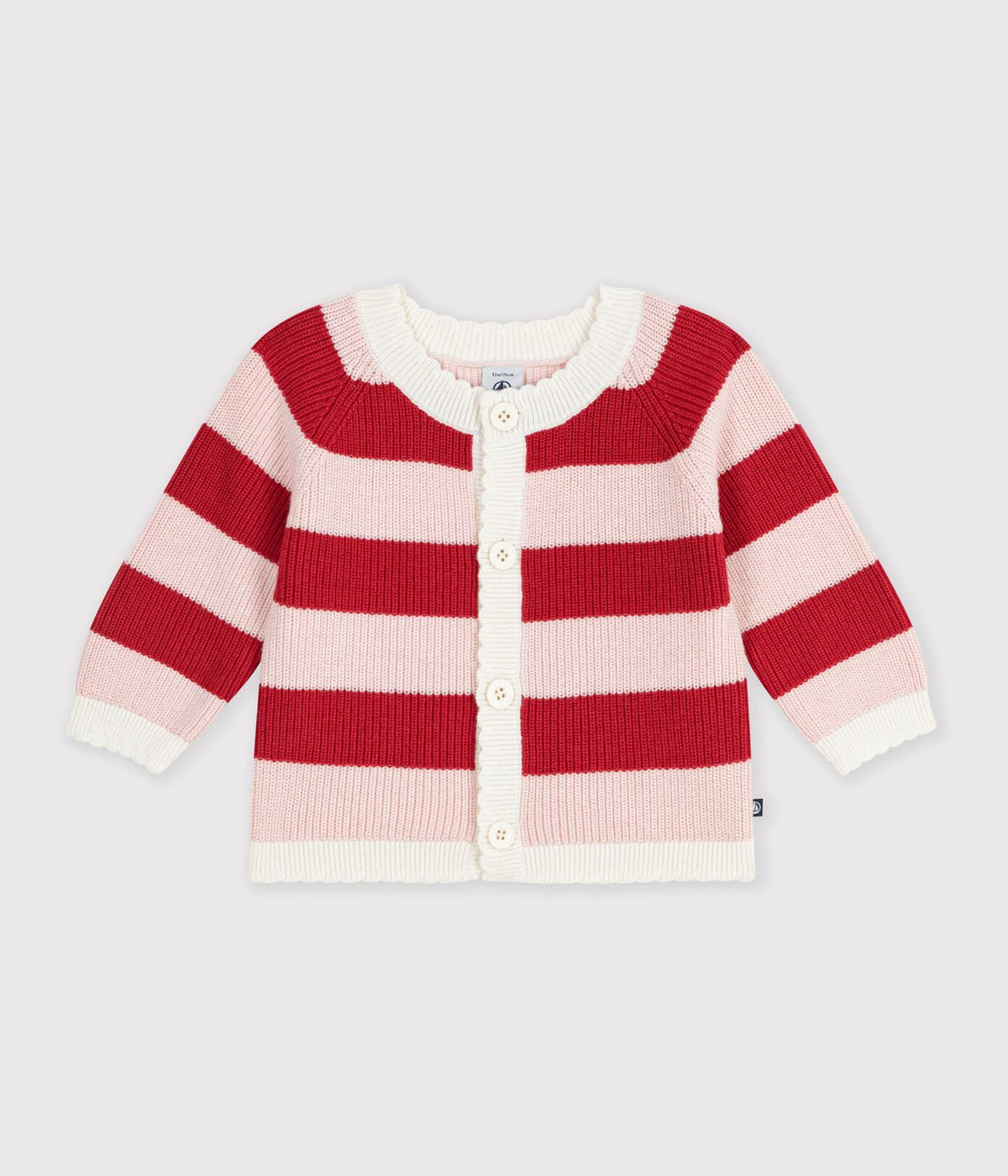 Petit Bateau Cardigan in Pink & Red Stripe