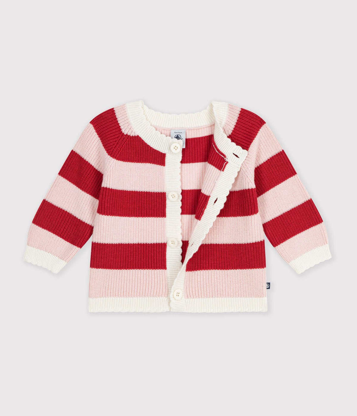 Petit Bateau Cardigan in Pink & Red Stripe