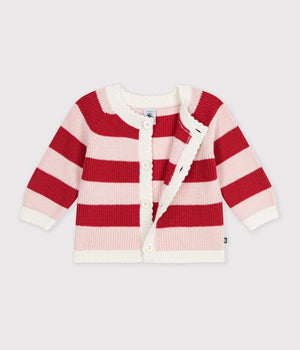 Petit Bateau Cardigan in Pink & Red Stripe