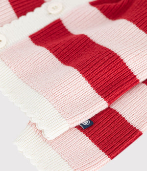 Petit Bateau Cardigan in Pink & Red Stripe
