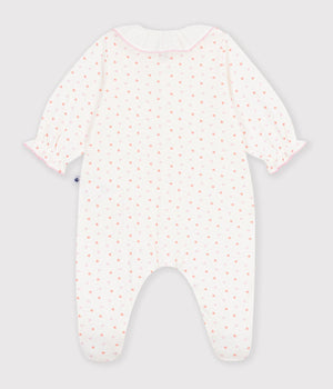 Petit Bateau Velour Snap Footie with Collar in Multi Heart
