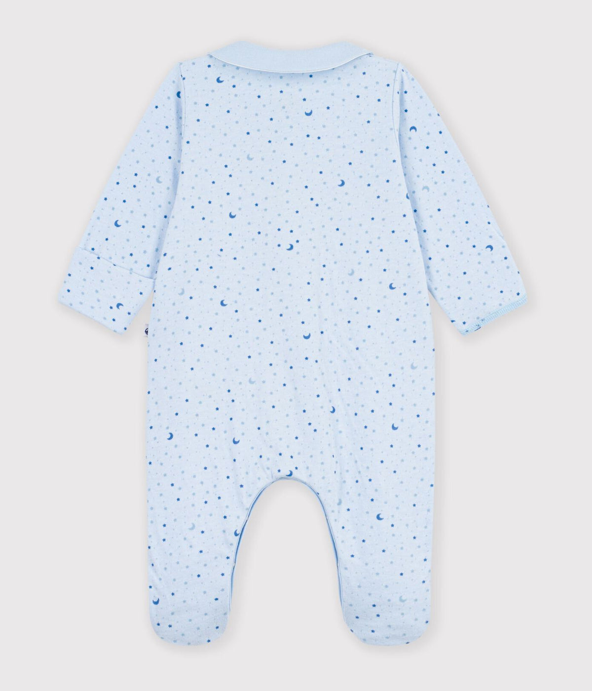 Petit Bateau Snap Footie with Collar in Blue Moon & Stars