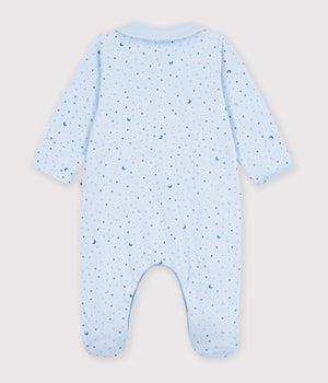 Petit Bateau Snap Footie with Collar in Blue Moon & Stars