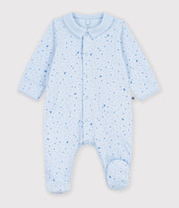Petit Bateau Snap Footie with Collar in Blue Moon & Stars