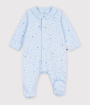 Petit Bateau Snap Footie with Collar in Blue Moon & Stars