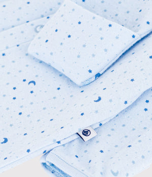 Petit Bateau Snap Footie with Collar in Blue Moon & Stars
