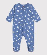 Petit Bateau Snap Footie in Blue Hearts