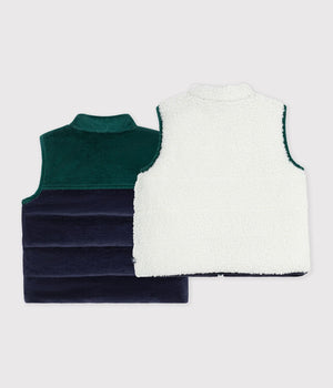 Petit Bateau Corduroy Colorblock Vest in Navy/Green