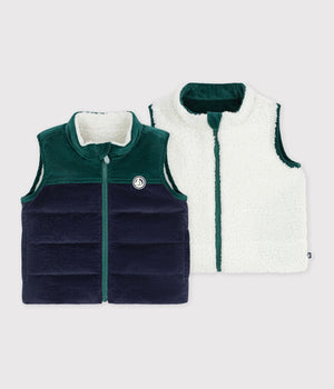 Petit Bateau Corduroy Colorblock Vest in Navy/Green