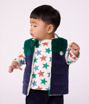 Petit Bateau Corduroy Colorblock Vest in Navy/Green