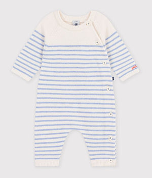Petit Bateau Romper in Light Blue Stripe