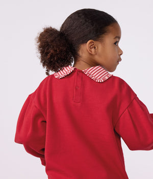 Petit Bateau Sweatshirt with Striped Collar in Red