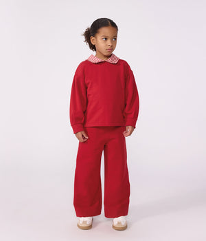Petit Bateau Sweatshirt with Striped Collar in Red