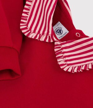 Petit Bateau Sweatshirt with Striped Collar in Red