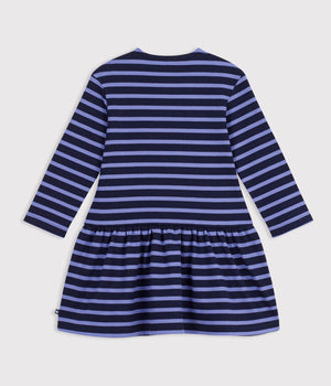 Petit Bateau Dress in Navy & Purple Stripe