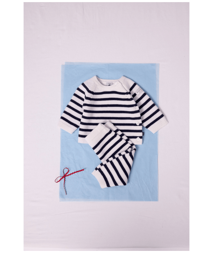 Petit Bateau Knit Sweater Set in Navy Stripe
