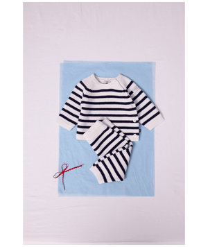 Petit Bateau Knit Sweater Set in Navy Stripe