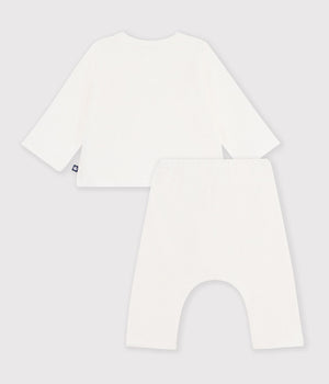 Petit Bateau Cardigan Set with Heart in White