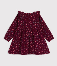 Petit Bateau Corduroy Dress in Burgundy Floral