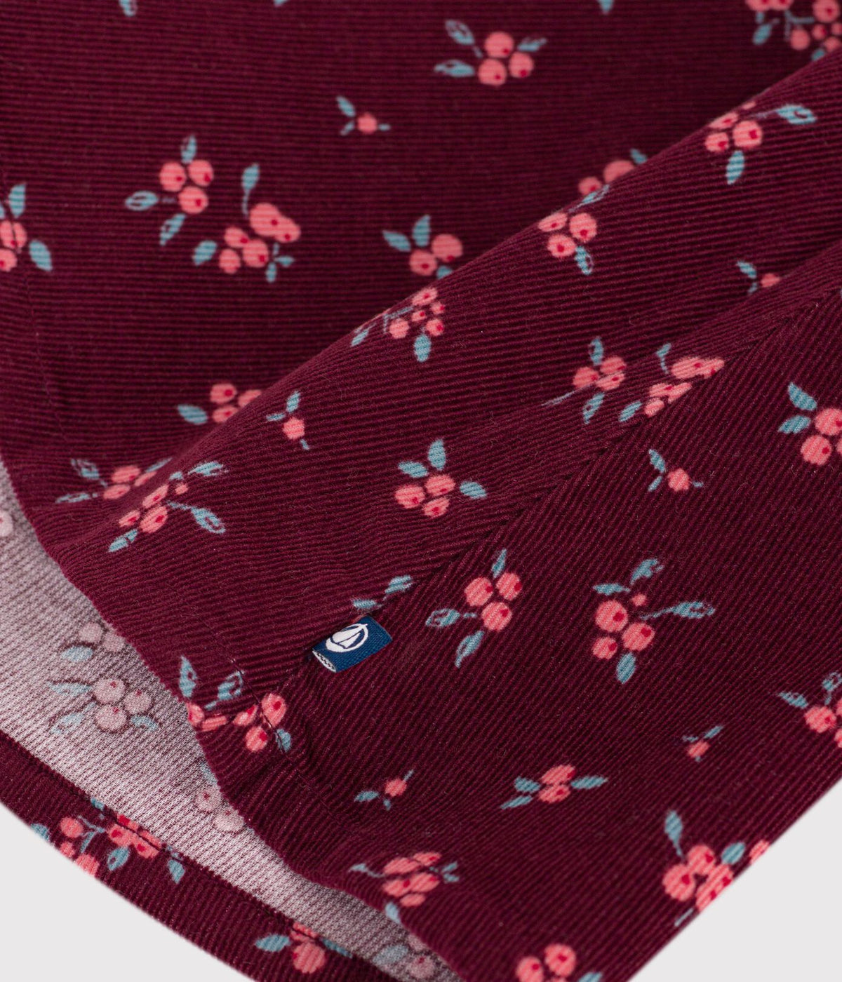 Petit Bateau Corduroy Dress in Burgundy Floral