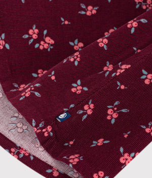 Petit Bateau Corduroy Dress in Burgundy Floral