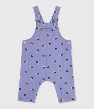 Petit Bateau Heart Print Overall in Purple/Green