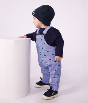Petit Bateau Heart Print Overall in Purple/Green