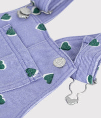 Petit Bateau Heart Print Overall in Purple/Green
