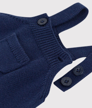 Petit Bateau Knit Overalls in Navy