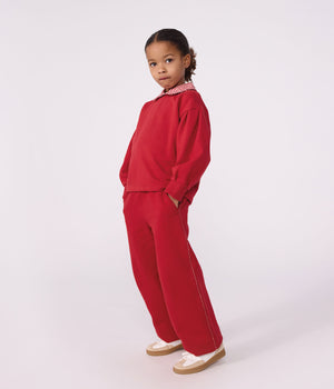 Petit Bateau Wide Leg Pant in Red